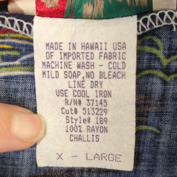 Hilo Hattie Hawaiian Wrap Skirt Womens XL Blue Original Vintage - Picture 3 of 8